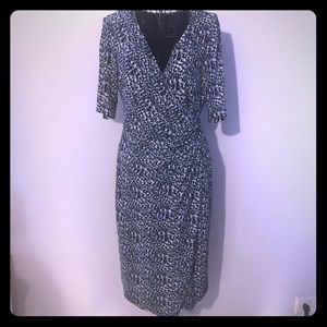 Pattern faux wrap dress
